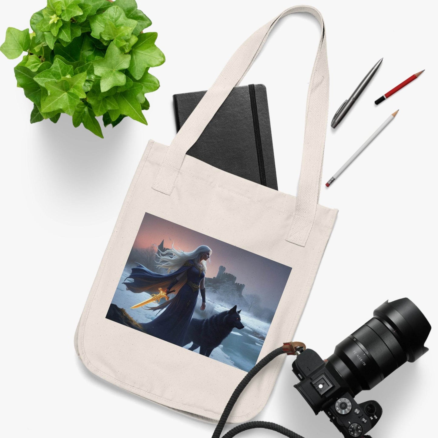Mythical Scene Organic Canvas Tote Bag - Eco-Friendly Art Tote for Nature Lovers - Kim Bock Books LLC