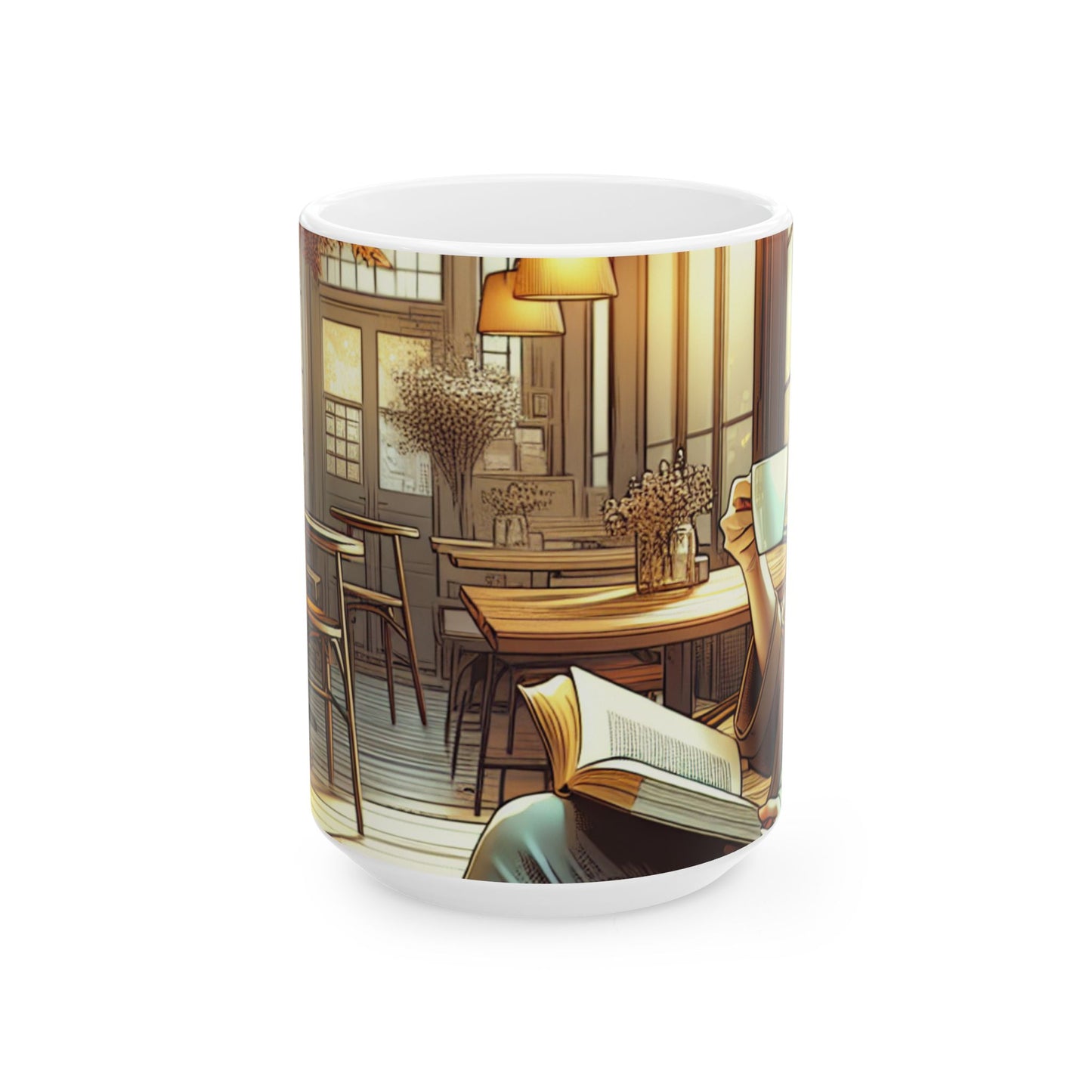 Cozy Artistic Ceramic Mug - Perfect for Coffee Lovers, Bookworms, Gifts for Her, Home Decor, Artistic Drinkware