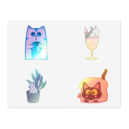 Fun Cat-Themed Sticker Sheet Bundle - 10 Cute Designs for Personalization - Kim Bock Books LLC
