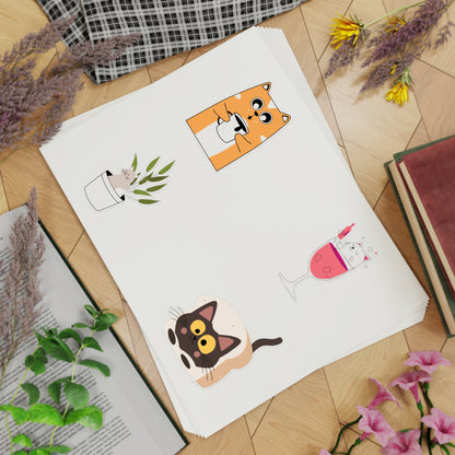 Fun Cat-Themed Sticker Sheet Bundle - 10 Cute Designs for Personalization - Kim Bock Books LLC