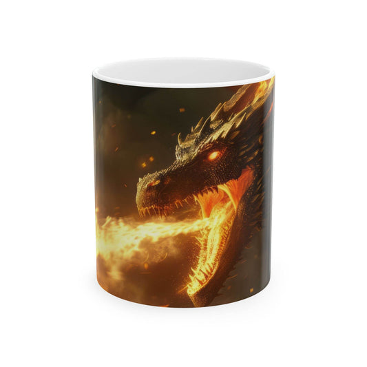 Dragon Fire Ceramic Mug - Fantasy Coffee Cup for Gamers and Mythology Lovers - 11oz & 15oz - Kim Bock Books LLC
