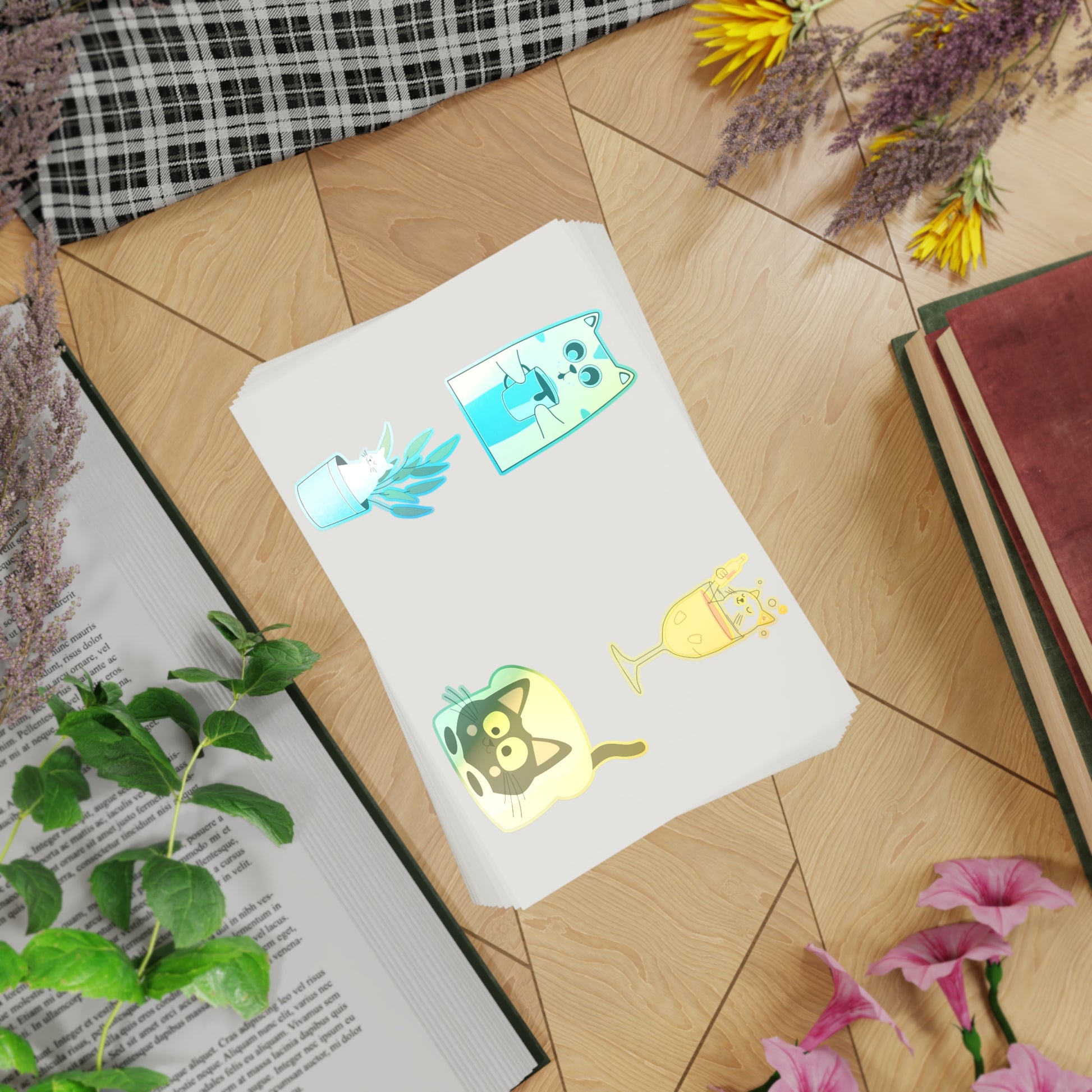 Fun Cat-Themed Sticker Sheet Bundle - 10 Cute Designs for Personalization - Kim Bock Books LLC
