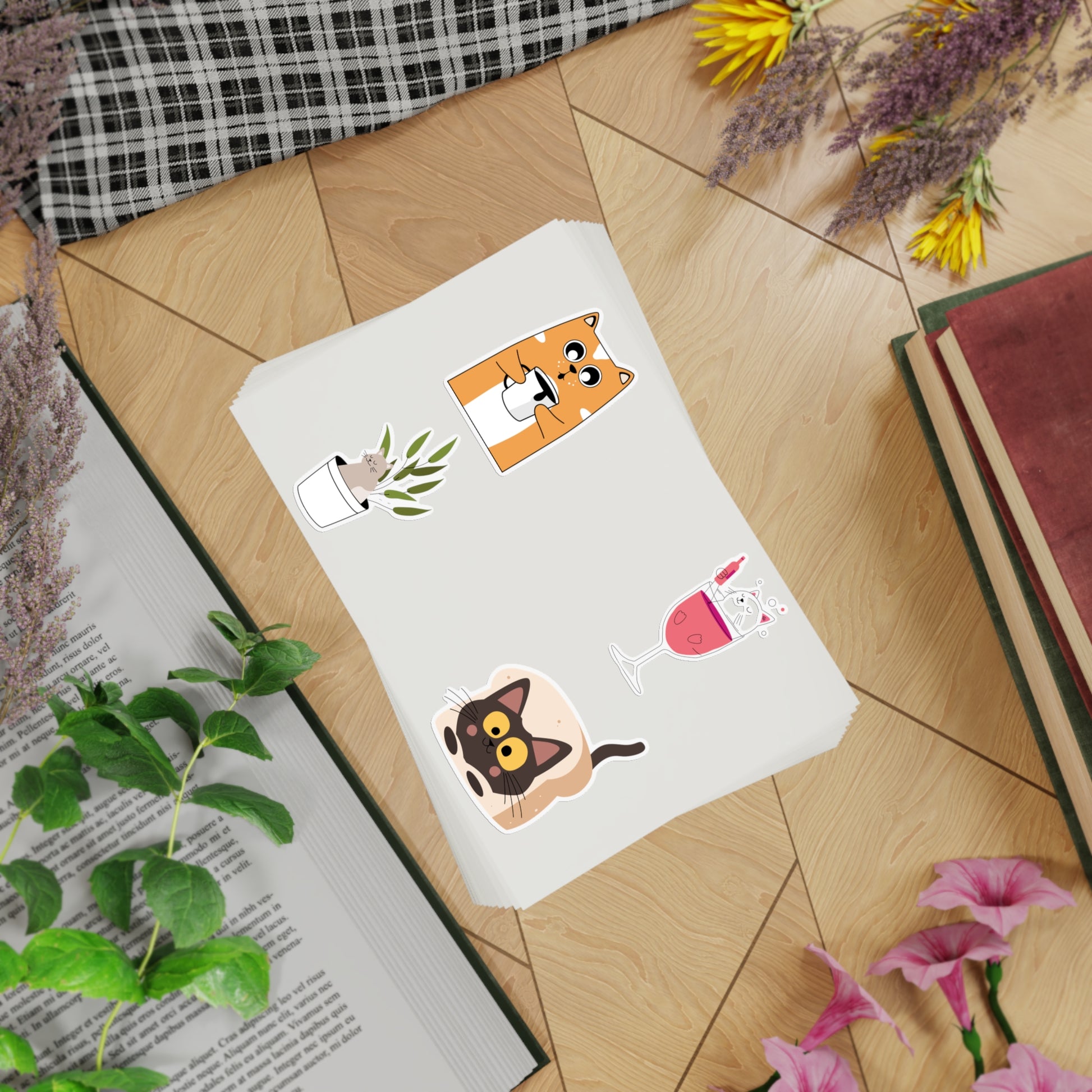 Fun Cat-Themed Sticker Sheet Bundle - 10 Cute Designs for Personalization - Kim Bock Books LLC