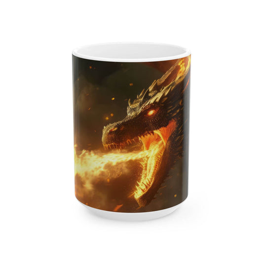 Dragon Fire Ceramic Mug - Fantasy Coffee Cup for Gamers and Mythology Lovers - 11oz & 15oz - Kim Bock Books LLC
